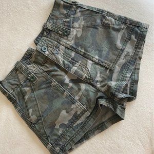Free People Camo Denim Shorts